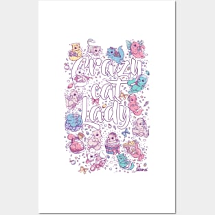 Crazy Cat lady cute design with many cats Posters and Art